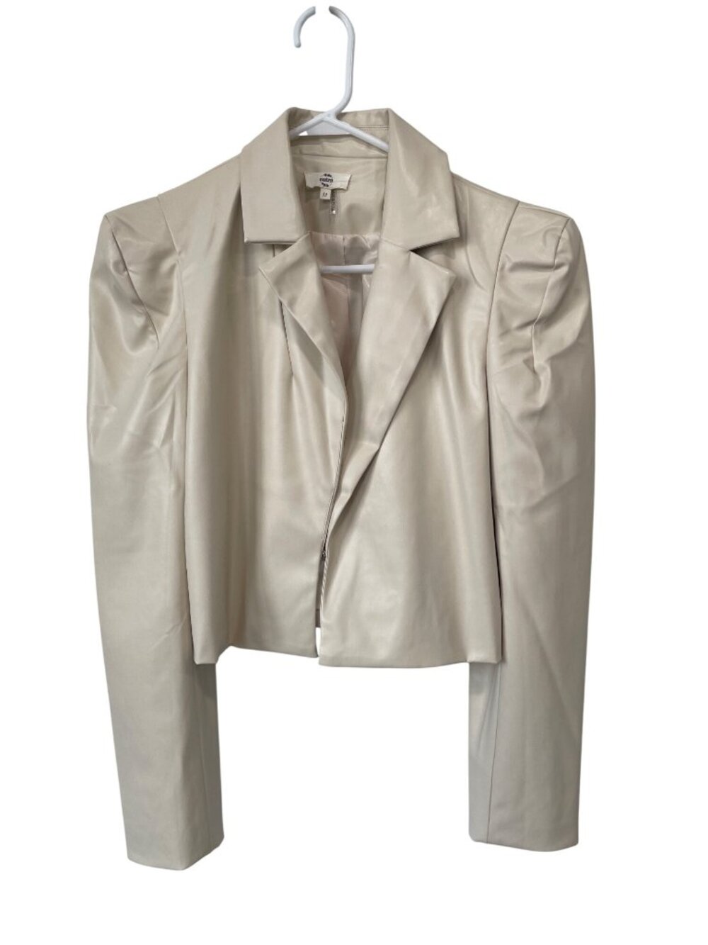 Entro Blazer Jacket Medium Faux Leather Cropped Lined Single Breasted Old Money